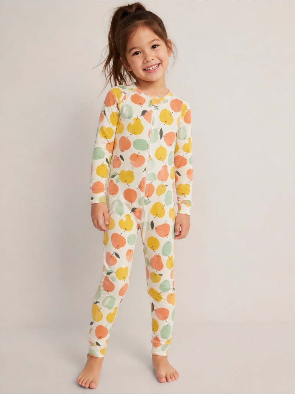 Old Navy Girls 5T Fruit Print Long Sleeve One Piece Pajamas Sleeper